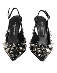 Dolce & Gabbana Schwarze Peeptoe-Heels Slingpumps mit Nieten