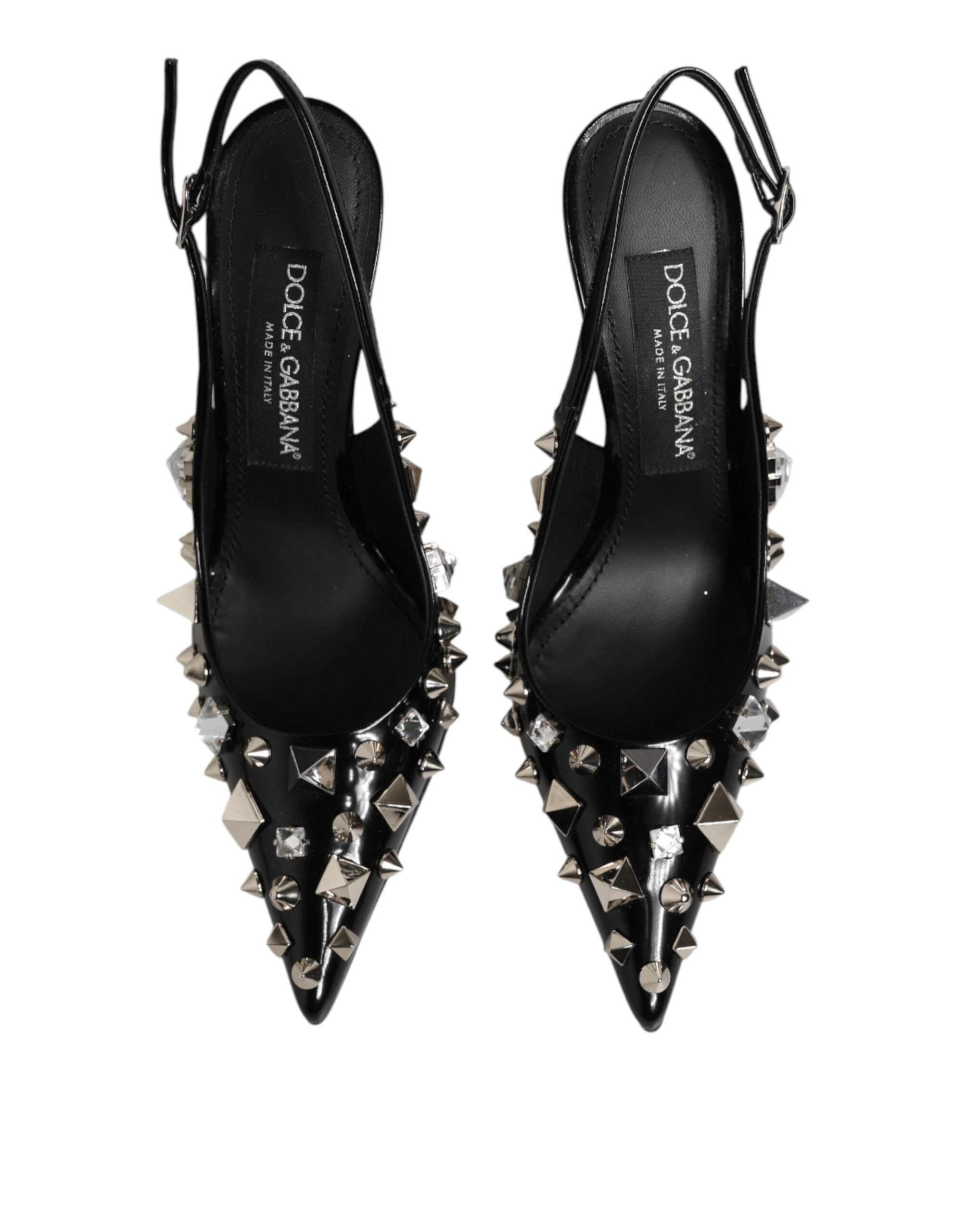Dolce & Gabbana Schwarze Peeptoe-Heels Slingpumps mit Nieten