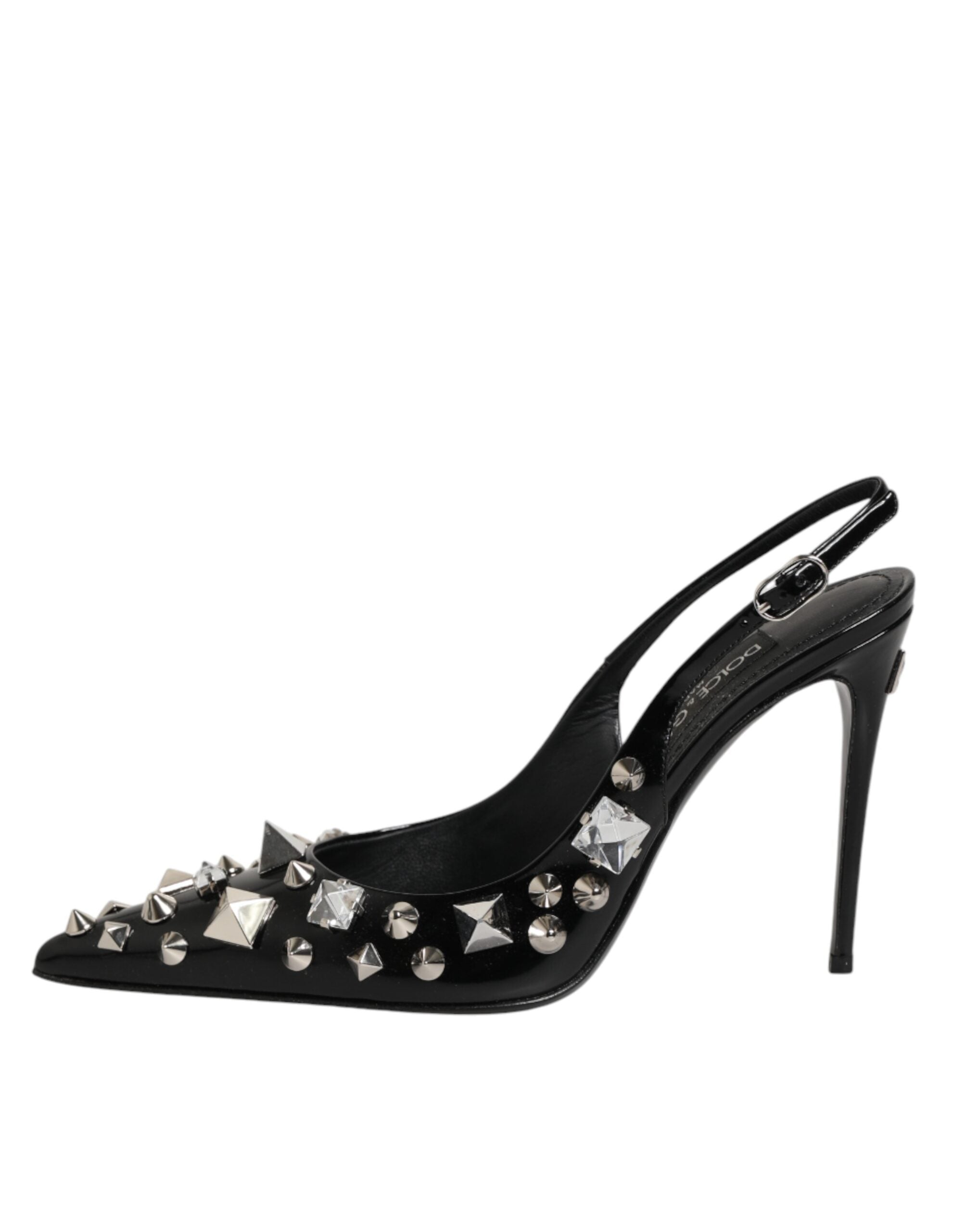 Dolce & Gabbana Schwarze Peeptoe-Heels Slingpumps mit Nieten