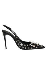 Dolce & Gabbana Schwarze Peeptoe-Heels Slingpumps mit Nieten