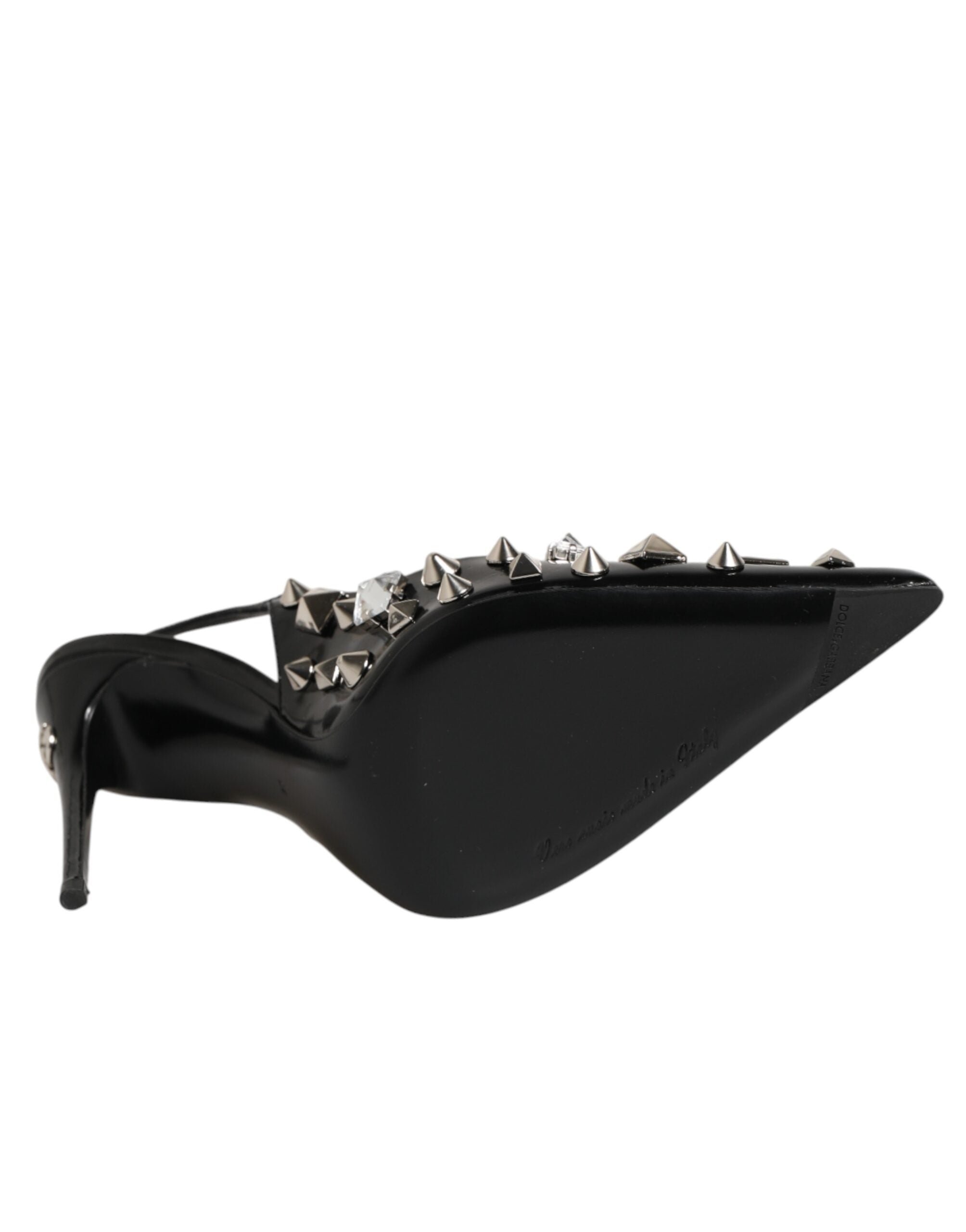 Dolce & Gabbana Schwarze Peeptoe-Heels Slingpumps mit Nieten