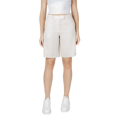 Vila Clothes Beigefarbene Viskose-Bermudashorts
