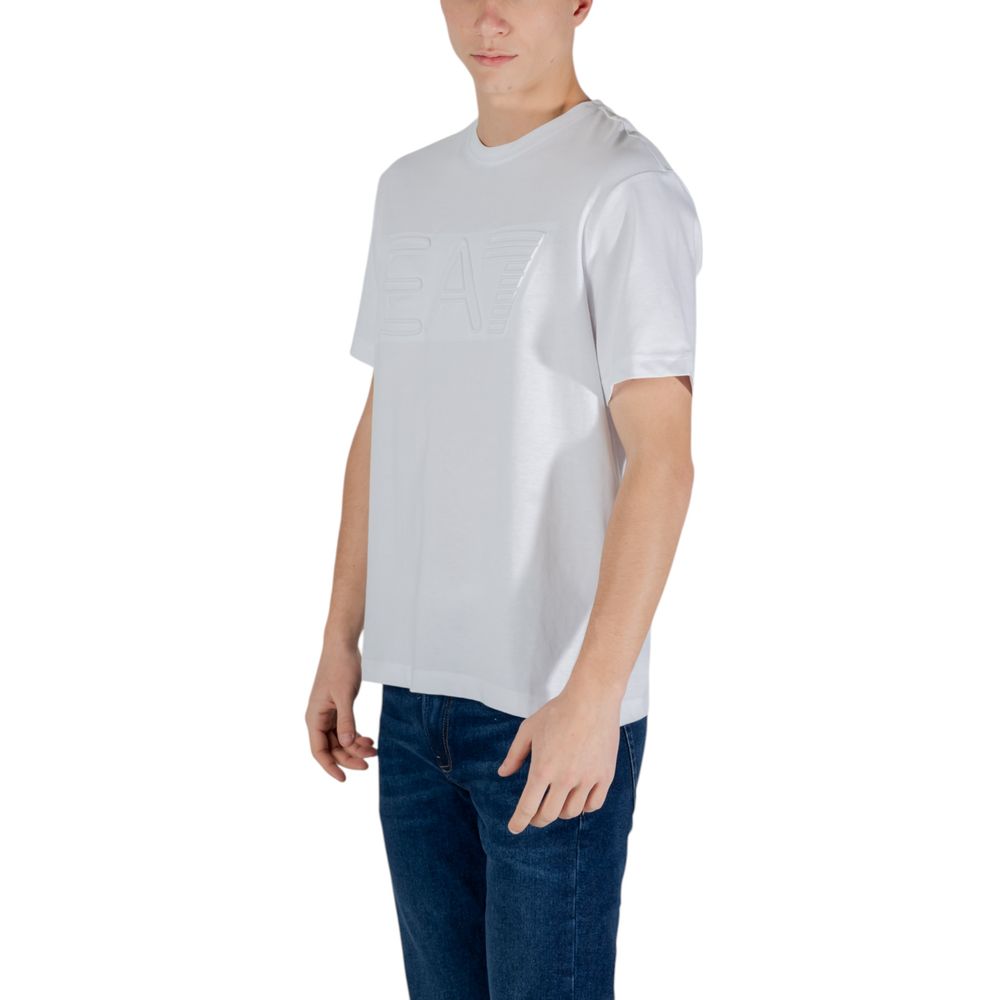 EA7 Emporio Armani Weißes Baumwoll-T-Shirt