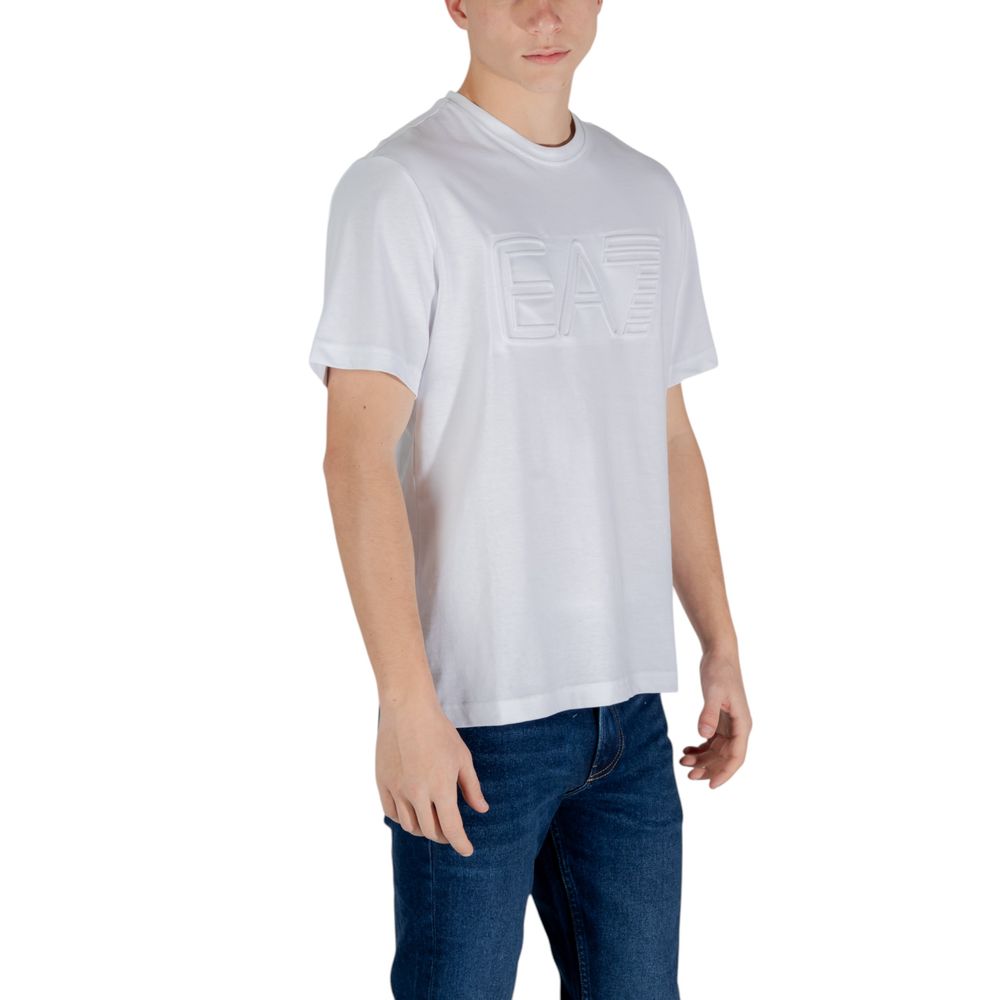 EA7 Emporio Armani Weißes Baumwoll-T-Shirt