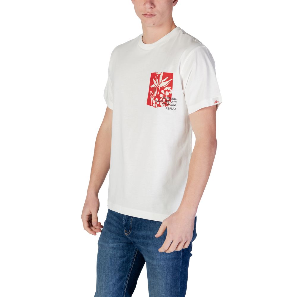 Replay Weißes Baumwoll-T-Shirt