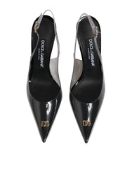 Dolce & Gabbana Zwart Leren Transparante PVC Slingback Pumps Schoenen