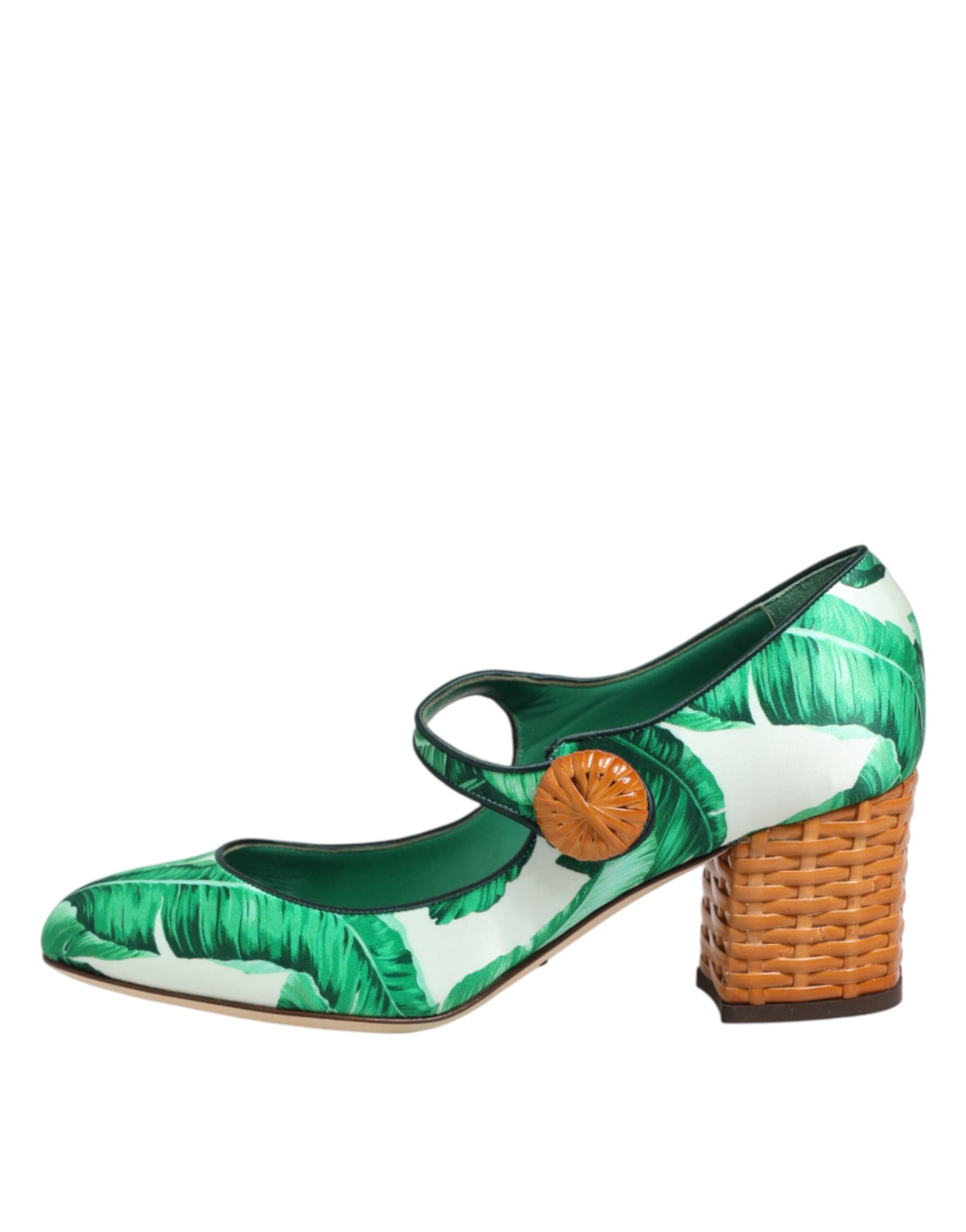 Dolce & Gabbana Grüne Seide MARY JANES Blatt Sandalen Schuhe