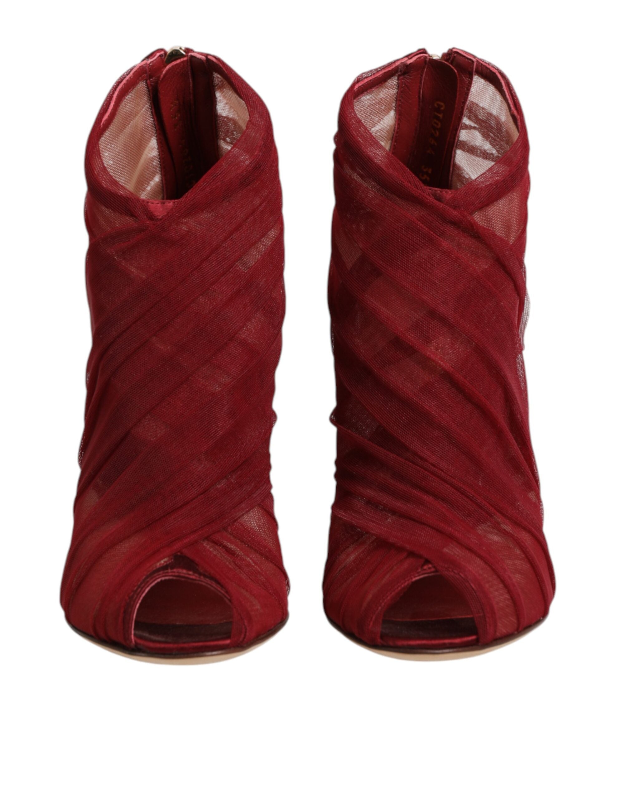 Dolce & Gabbana Rote Tüll-Stiefeletten mit Stilettoabsatz Schuhe