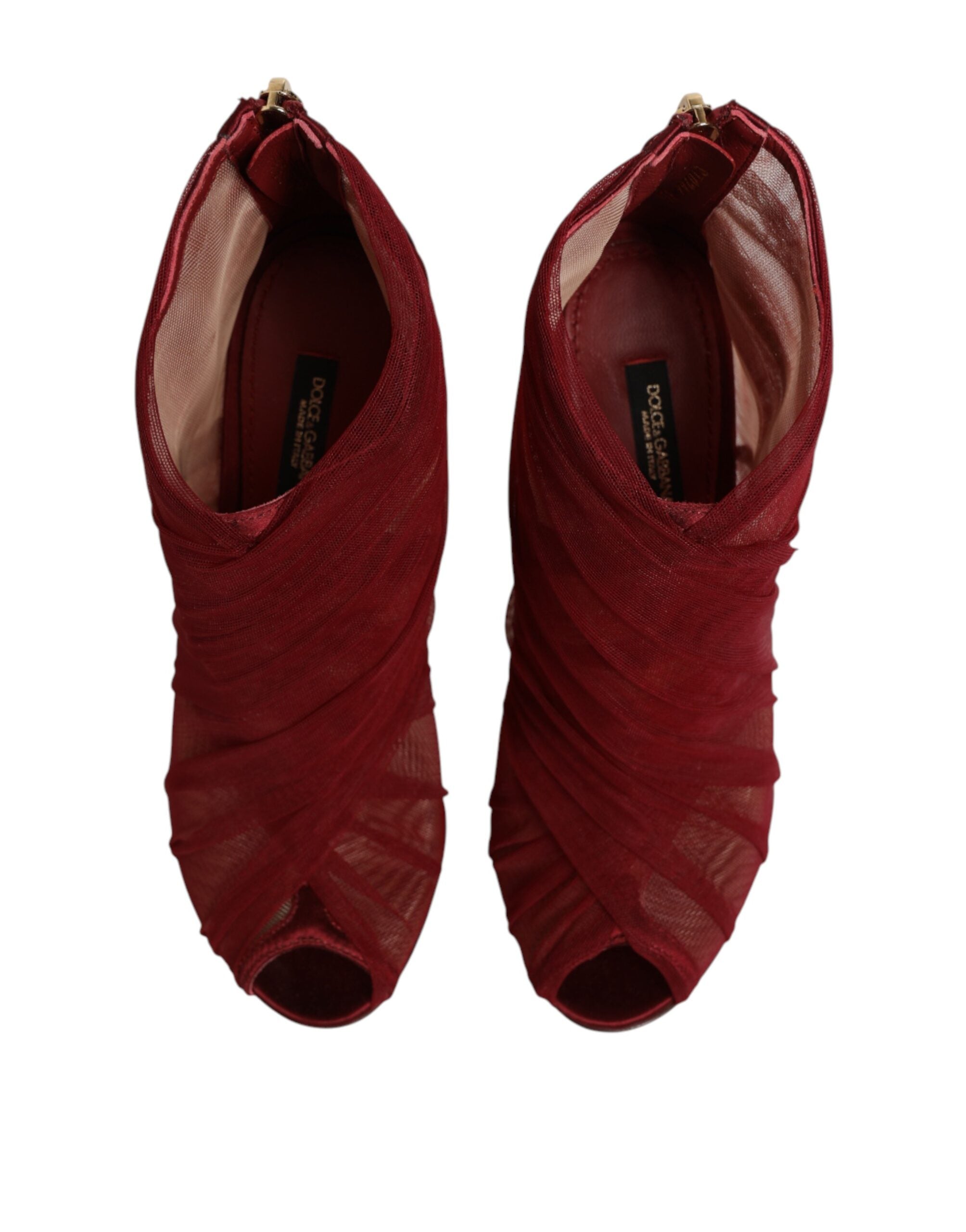 Dolce & Gabbana Rote Tüll-Stiefeletten mit Stilettoabsatz Schuhe