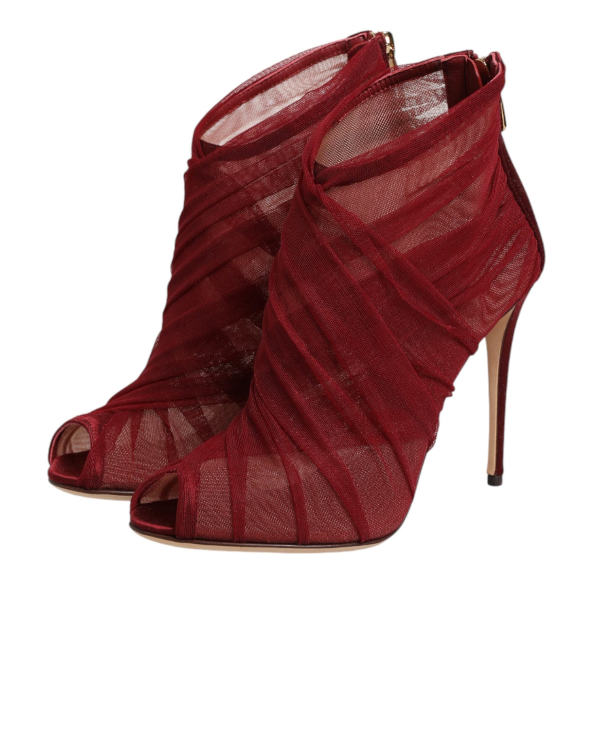 Dolce & Gabbana Rote Tüll-Stiefeletten mit Stilettoabsatz Schuhe