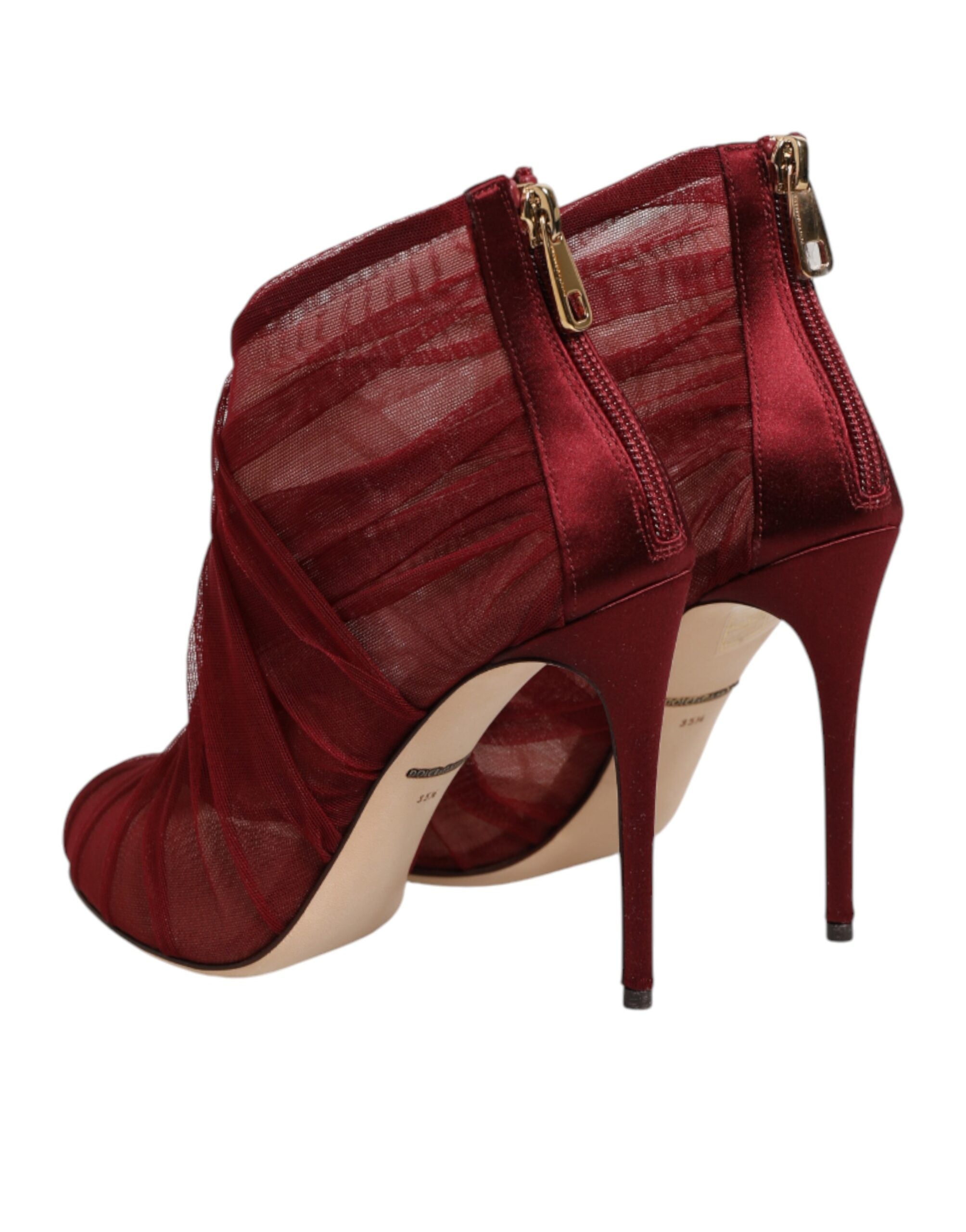 Dolce & Gabbana Rote Tüll-Stiefeletten mit Stilettoabsatz Schuhe