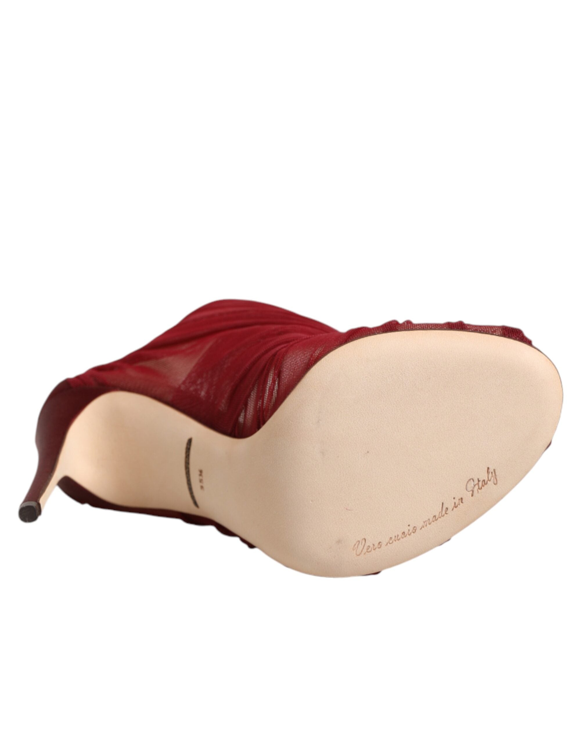 Dolce & Gabbana Rote Tüll-Stiefeletten mit Stilettoabsatz Schuhe