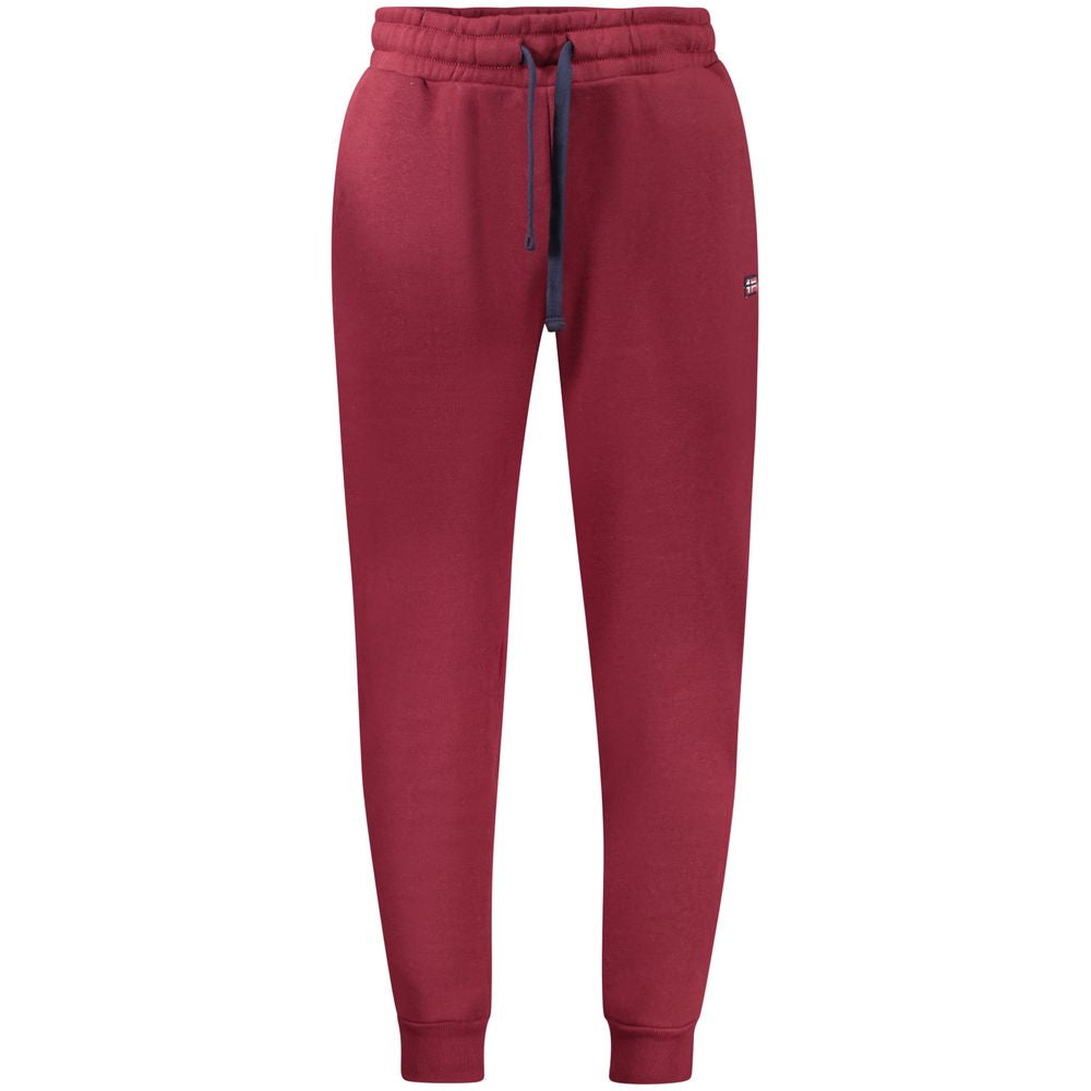 Maroon sweatpants with a drawstring on a white background