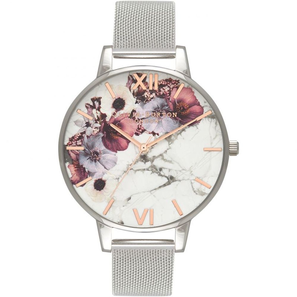 Olivia Burton Silberne Edelstahl-Damenuhr