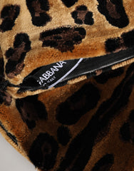 Dolce & Gabbana Braun Schwarzer Leoparden-Leder Ellenbogenlanger Fäustling