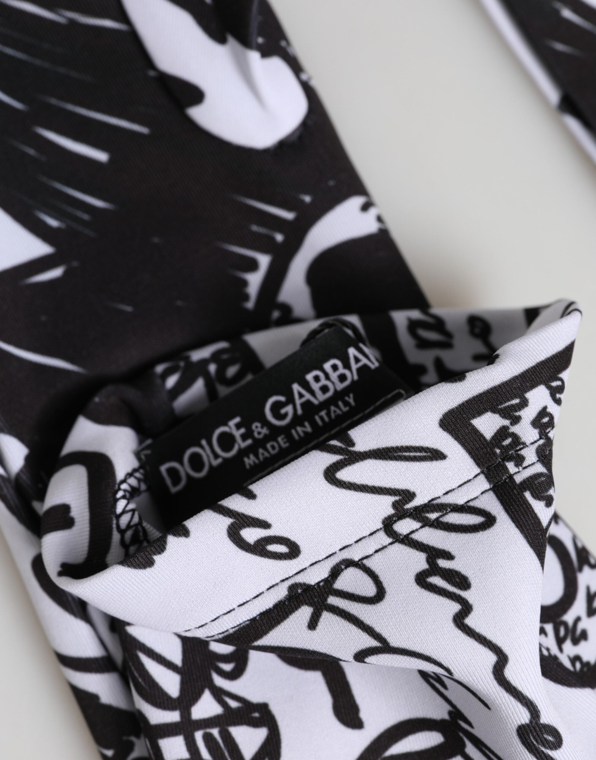 Dolce & Gabbana Handschuhe Schwarz Weiß DG Logo Ellbogenlang Fäustling