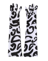 Dolce & Gabbana Black White DG Logo Elbow Length Mitten Gloves