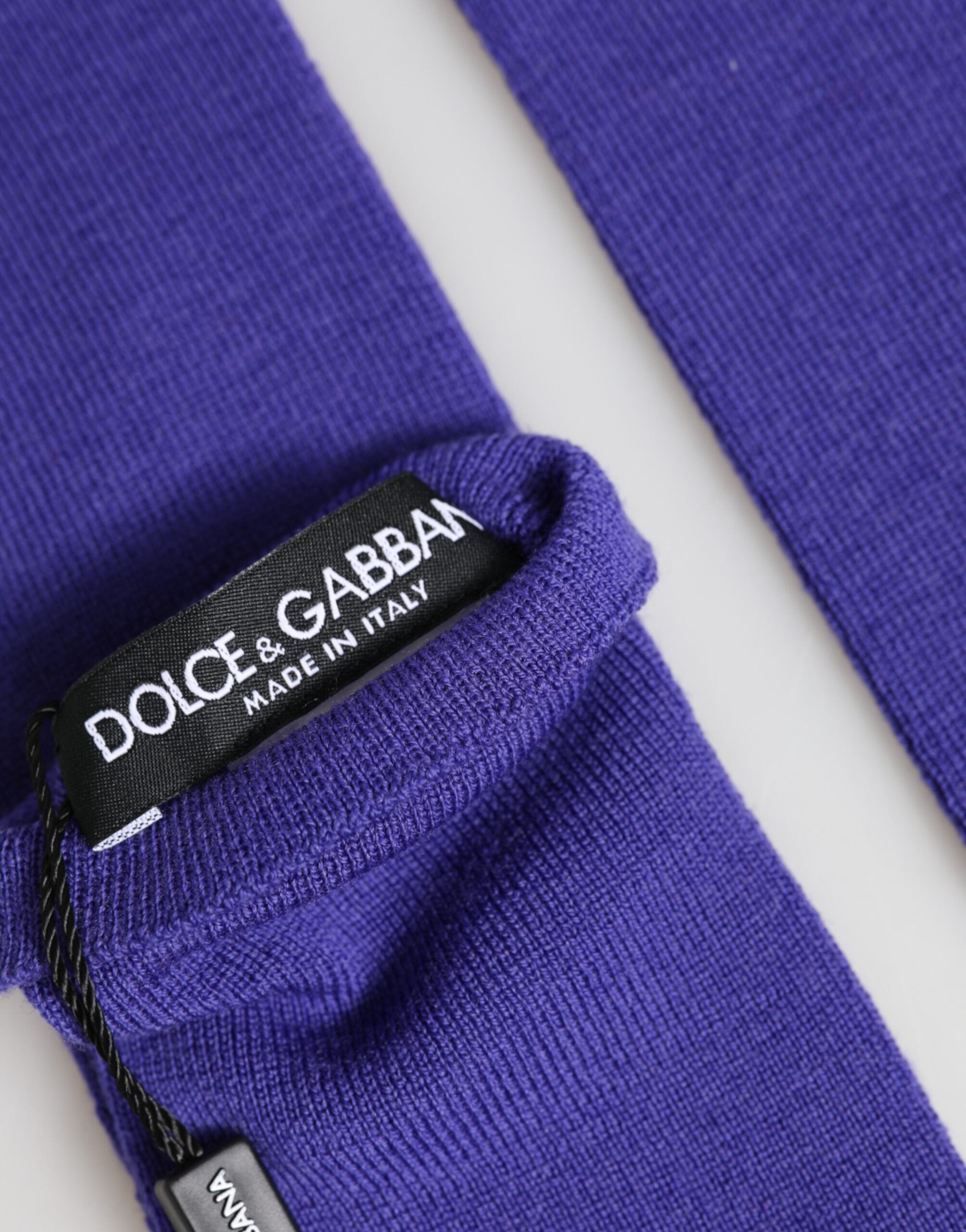 Dolce & Gabbana Violette fingerlose Ellenbogenlange Handschuhe aus Wolle
