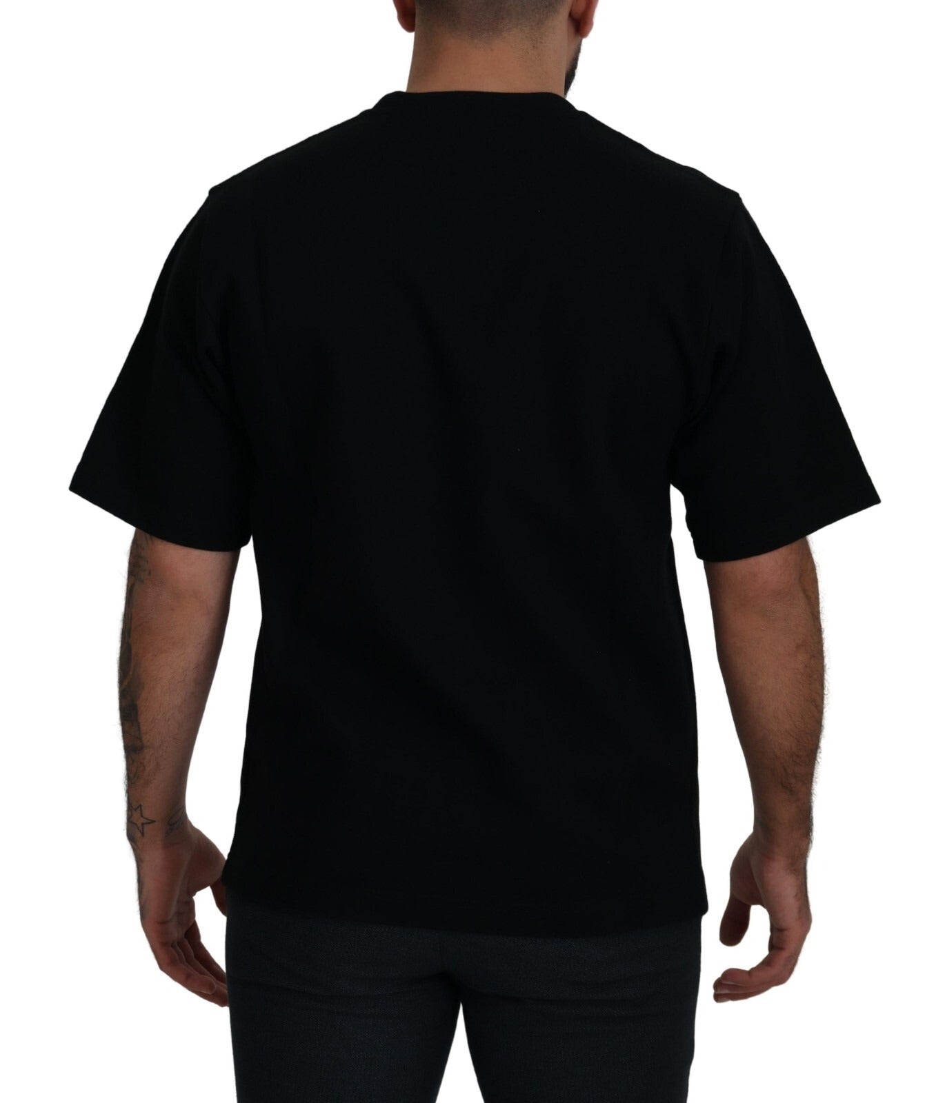 Dolce & Gabbana Baumwoll-T-Shirt mit Rundhalsausschnitt und Print in Schwarz