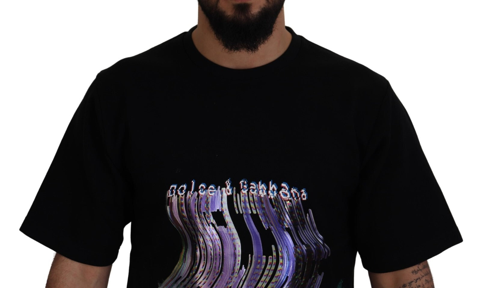 Dolce & Gabbana Baumwoll-T-Shirt mit Rundhalsausschnitt und Print in Schwarz