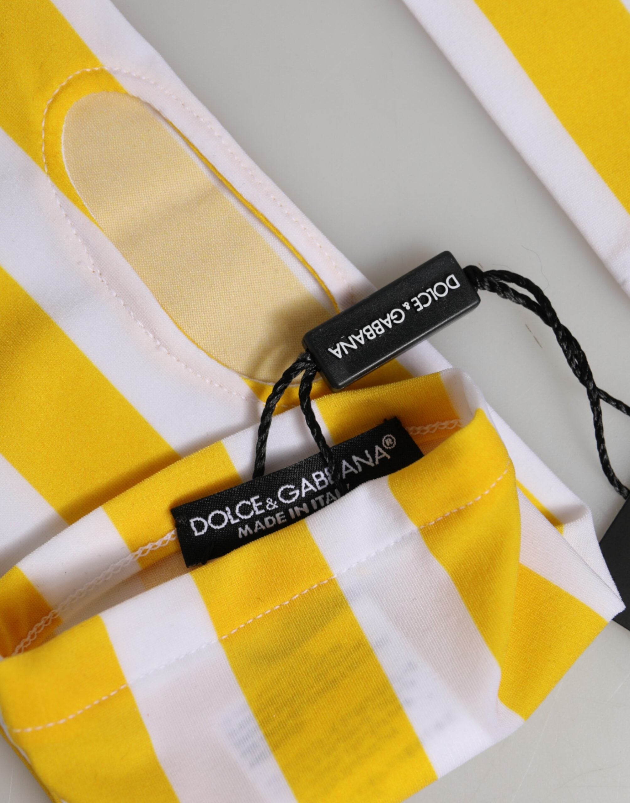 Dolce & Gabbana Gelb Weiße Nylon-Fingerlinge in Handgelenkslänge