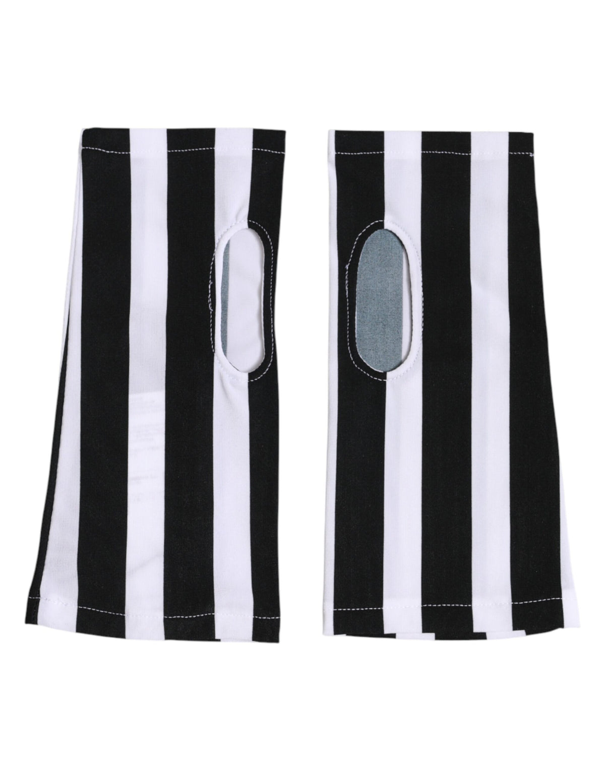 Dolce & Gabbana Schwarz-Weiß Nylon Fingerlose, Handgelenklange Handschuhe