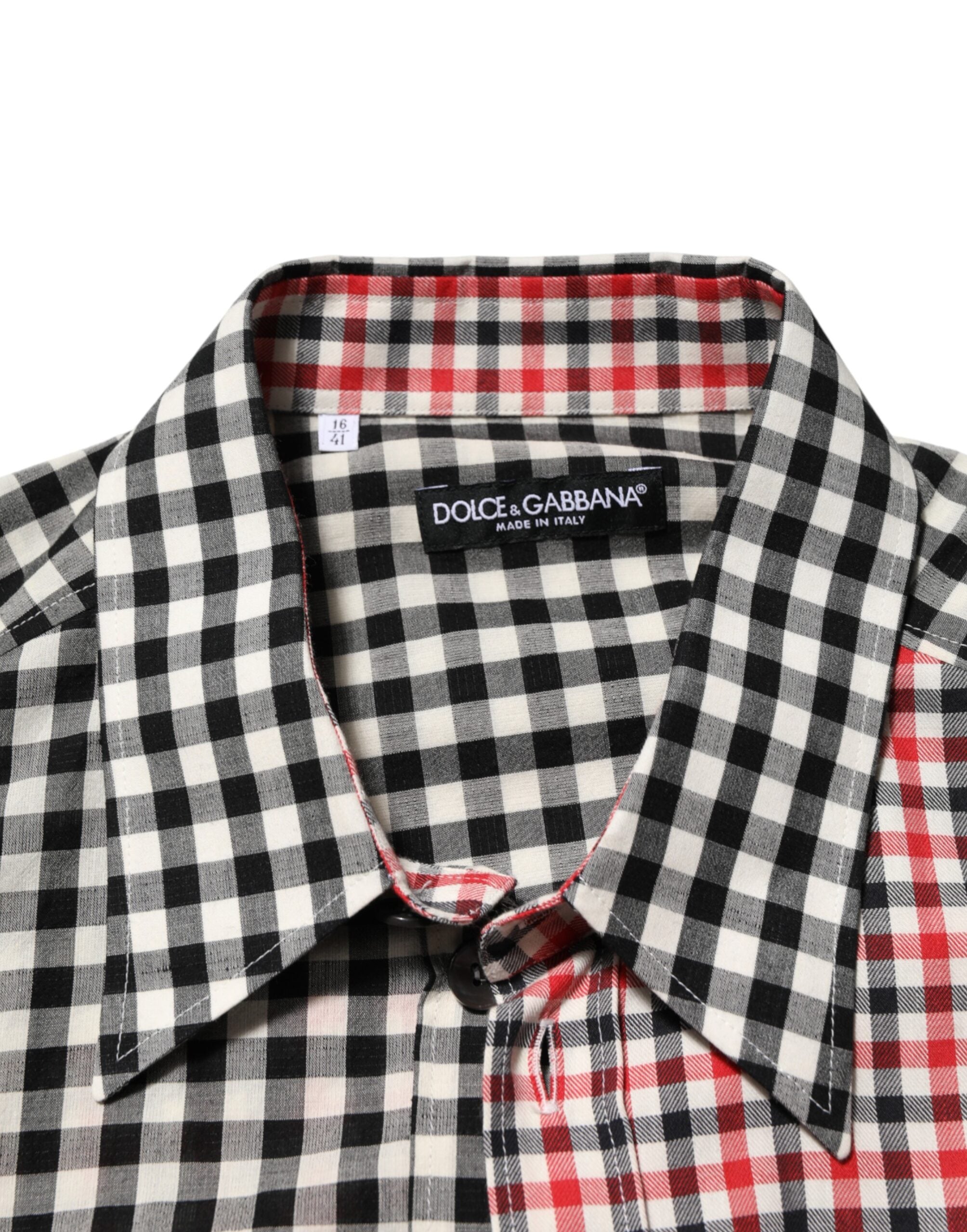 Dolce & Gabbana Kariertes Hemd aus bunter Baumwolle mit Kragen