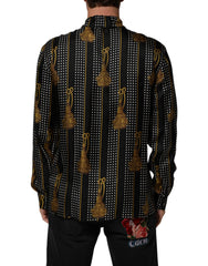 Dolce & Gabbana Zwart overhemd met stippen, kwastjes en knopen, van zijde