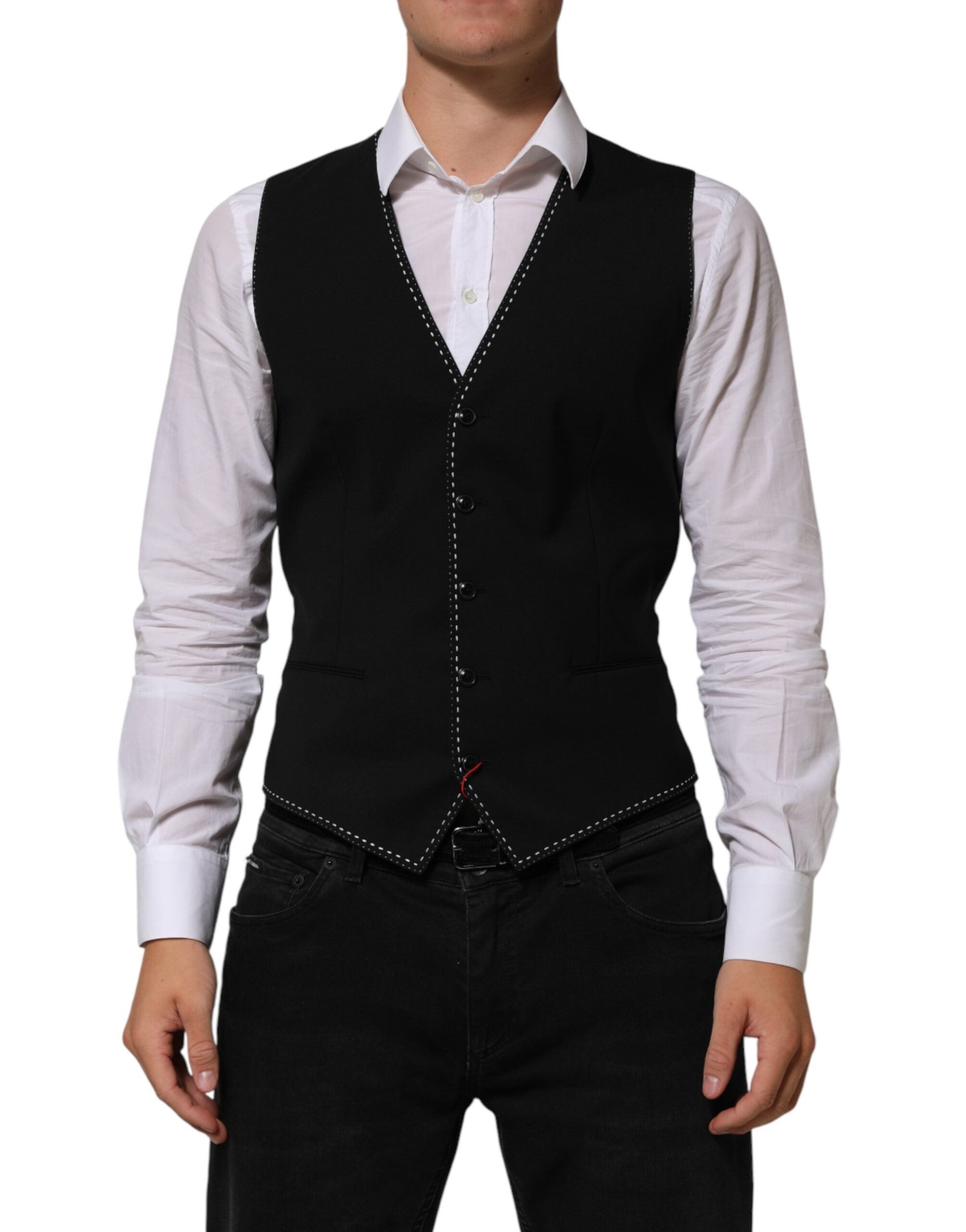 Dolce & Gabbana Schwarze Herren-Wollweste formell
