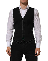 Dolce & Gabbana Schwarze Herren-Wollweste formell