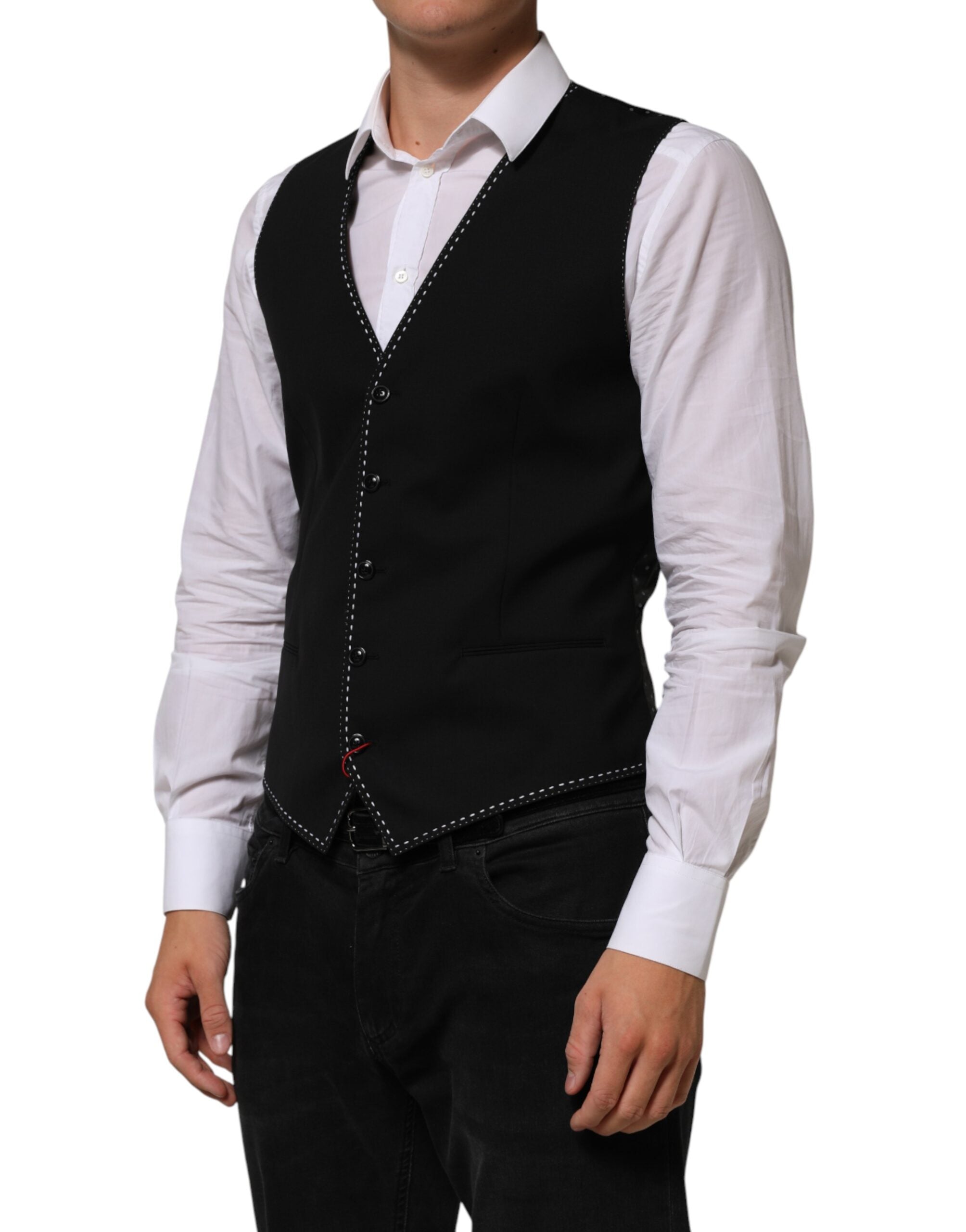 Dolce & Gabbana Schwarze Herren-Wollweste formell