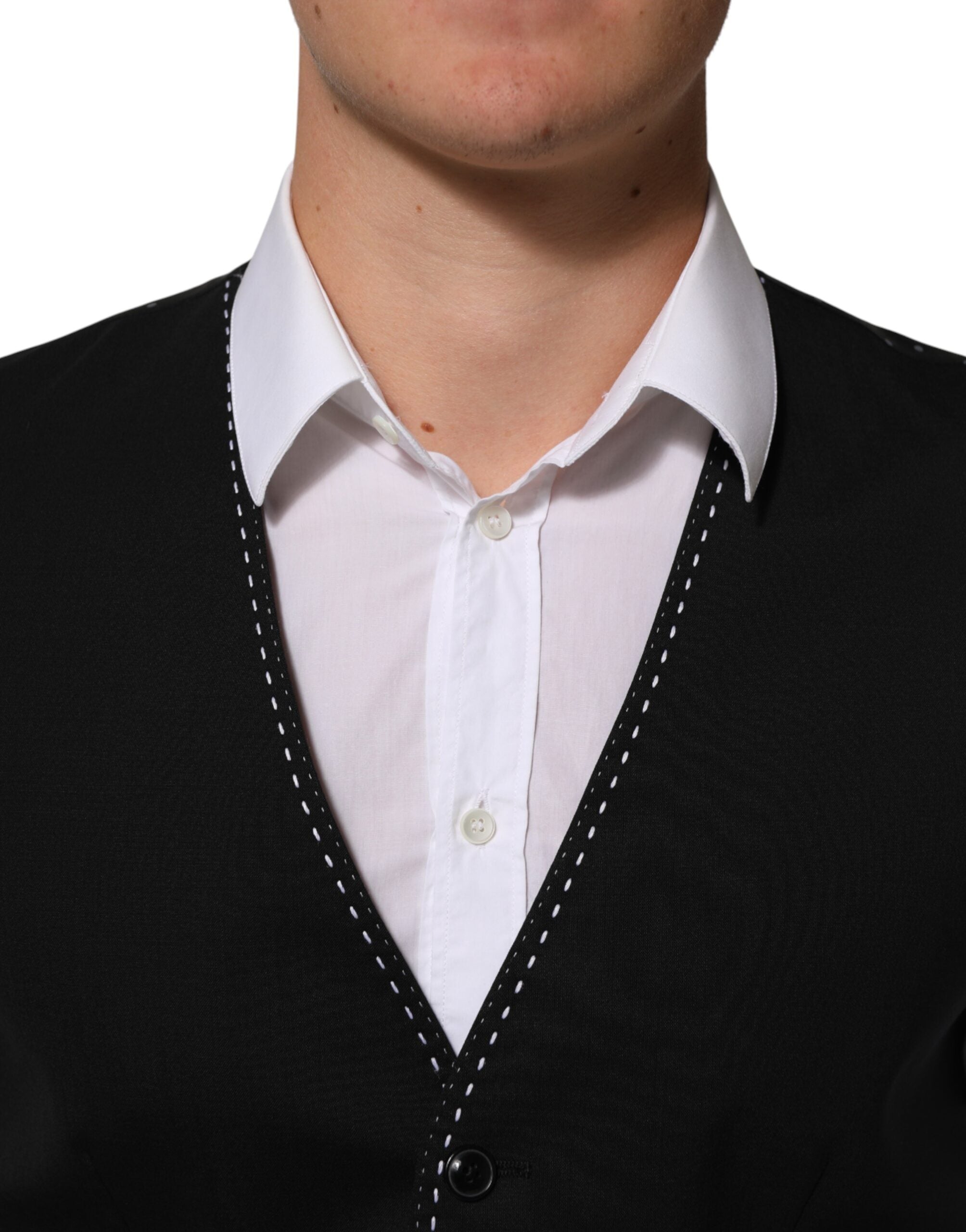 Dolce & Gabbana Schwarze Herren-Wollweste formell