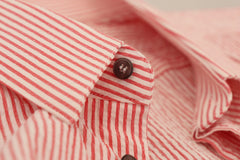 Dolce & Gabbana Rood Wit Gestreepd Katoenen Overhemd Met Korte Mouwen