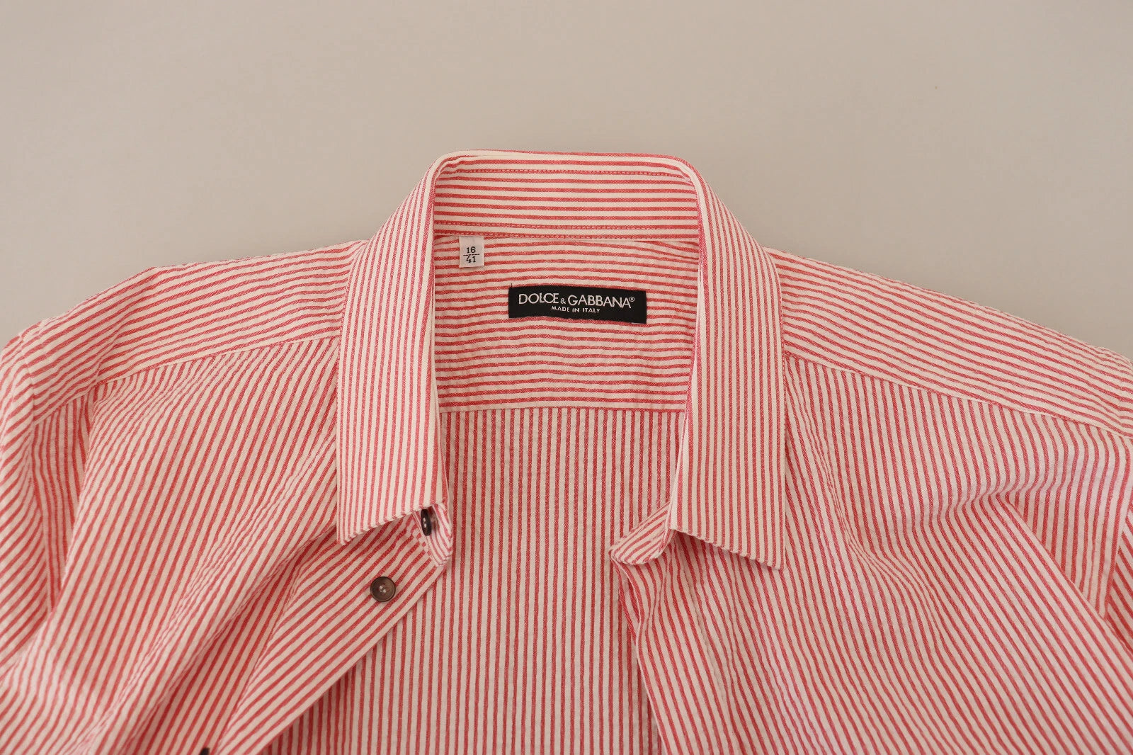 Dolce & Gabbana Rood Wit Gestreepd Katoenen Overhemd Met Korte Mouwen