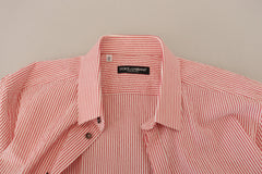 Dolce & Gabbana Rood Wit Gestreepd Katoenen Overhemd Met Korte Mouwen