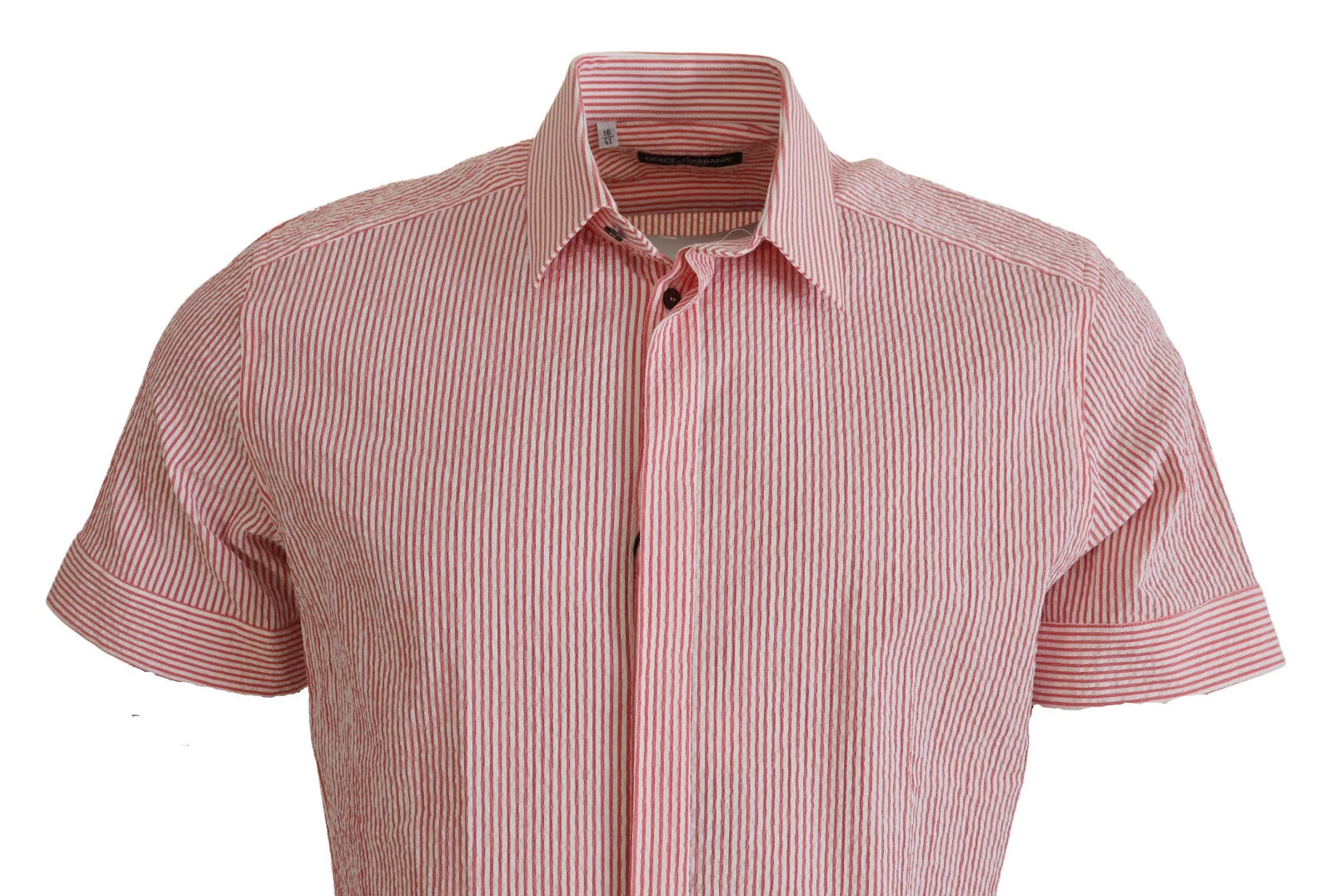 Dolce & Gabbana Rood Wit Gestreepd Katoenen Overhemd Met Korte Mouwen