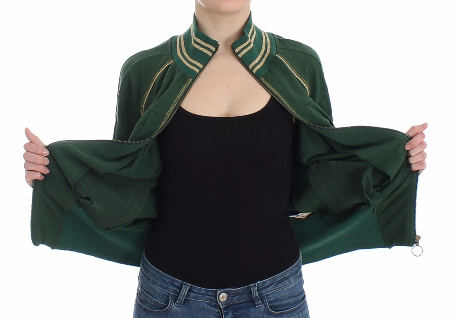 John Galliano Grüner Mock-Zip Cardigan Sweatshirt Pullover Jacke