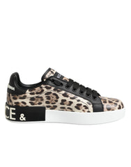 Dolce & Gabbana Bruine Leren Luipaard Lage Sneakers Schoenen