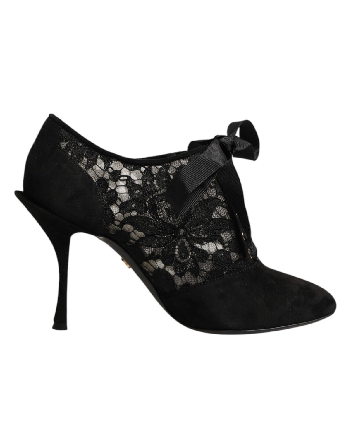 Dolce & Gabbana Schwarze Blumen-High Heels SCHNÜRPUMPS Schuhe
