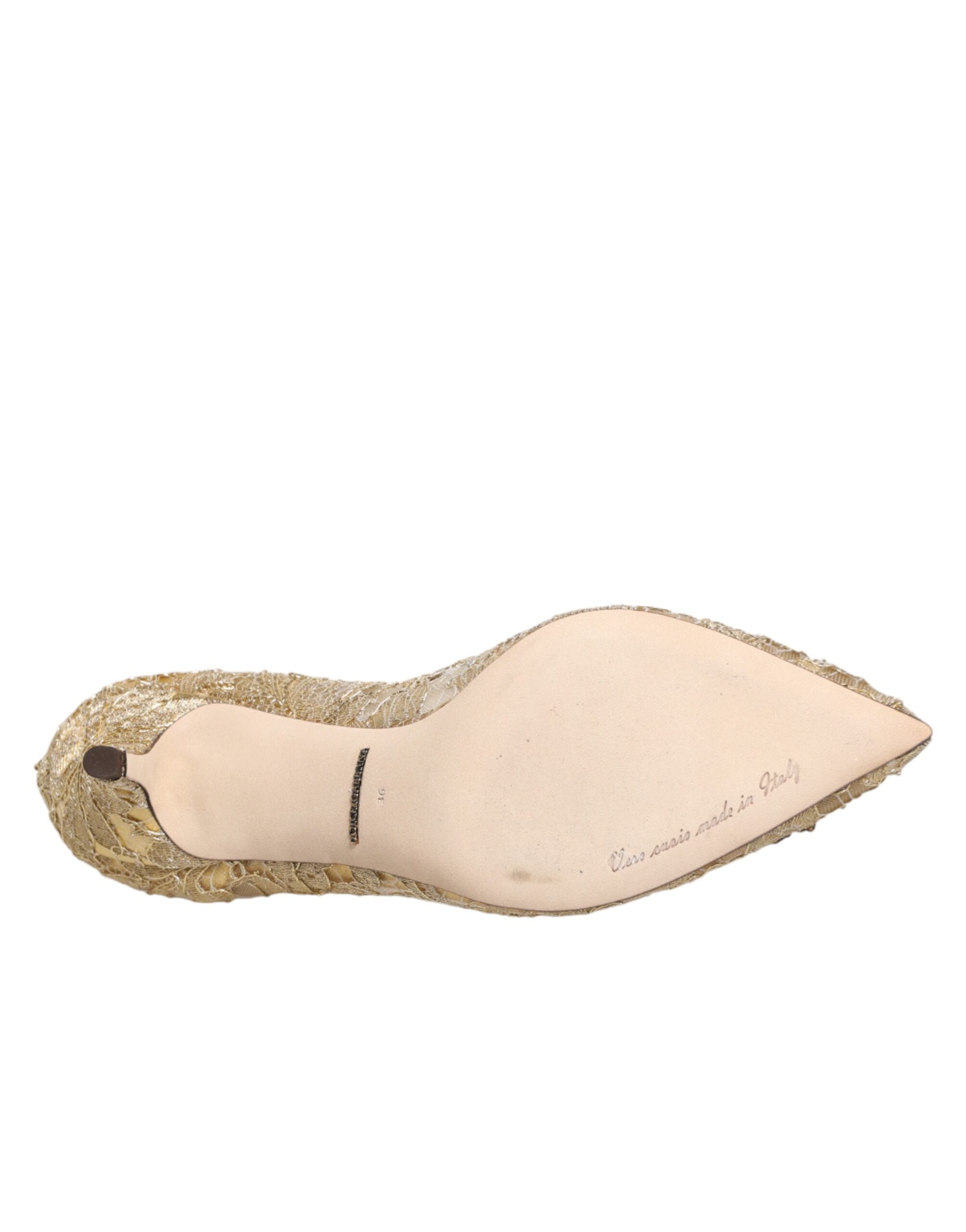 Dolce & Gabbana Gold Taormina Spitze DEVOTION Pumps Schuhe