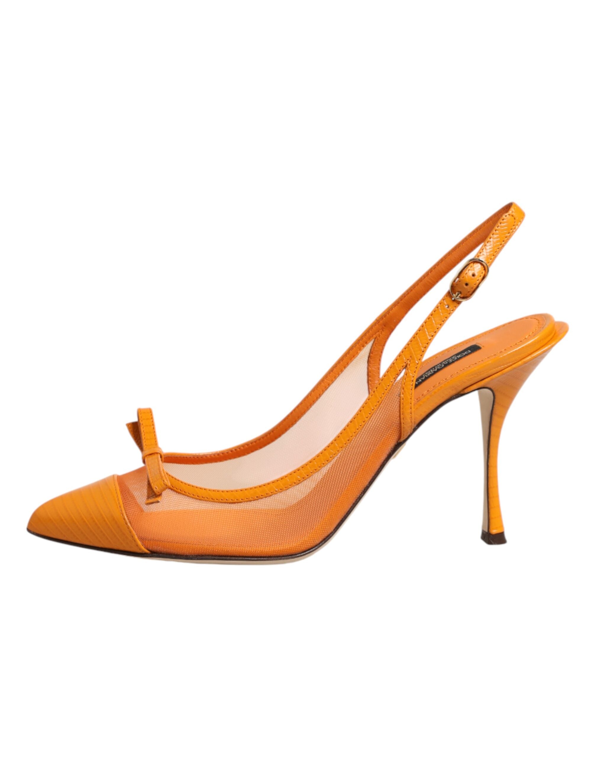 Dolce & Gabbana Slingpumps aus orangefarbenem Leder und Mesh