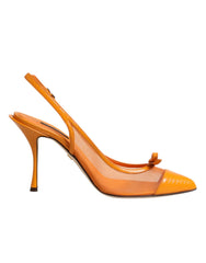 Dolce & Gabbana Slingpumps aus orangefarbenem Leder und Mesh