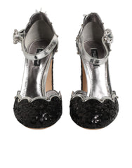Dolce & Gabbana Zwarte Sandalen met Enkelband en Pailletten
