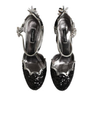 Dolce & Gabbana Zwarte Sandalen met Enkelband en Pailletten