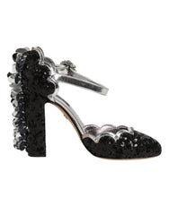 Dolce & Gabbana Zwarte Sandalen met Enkelband en Pailletten