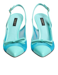 Dolce & Gabbana Blauw Lederen Mesh Hakken Slingback Schoenen