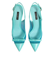 Dolce & Gabbana Blauw Lederen Mesh Hakken Slingback Schoenen