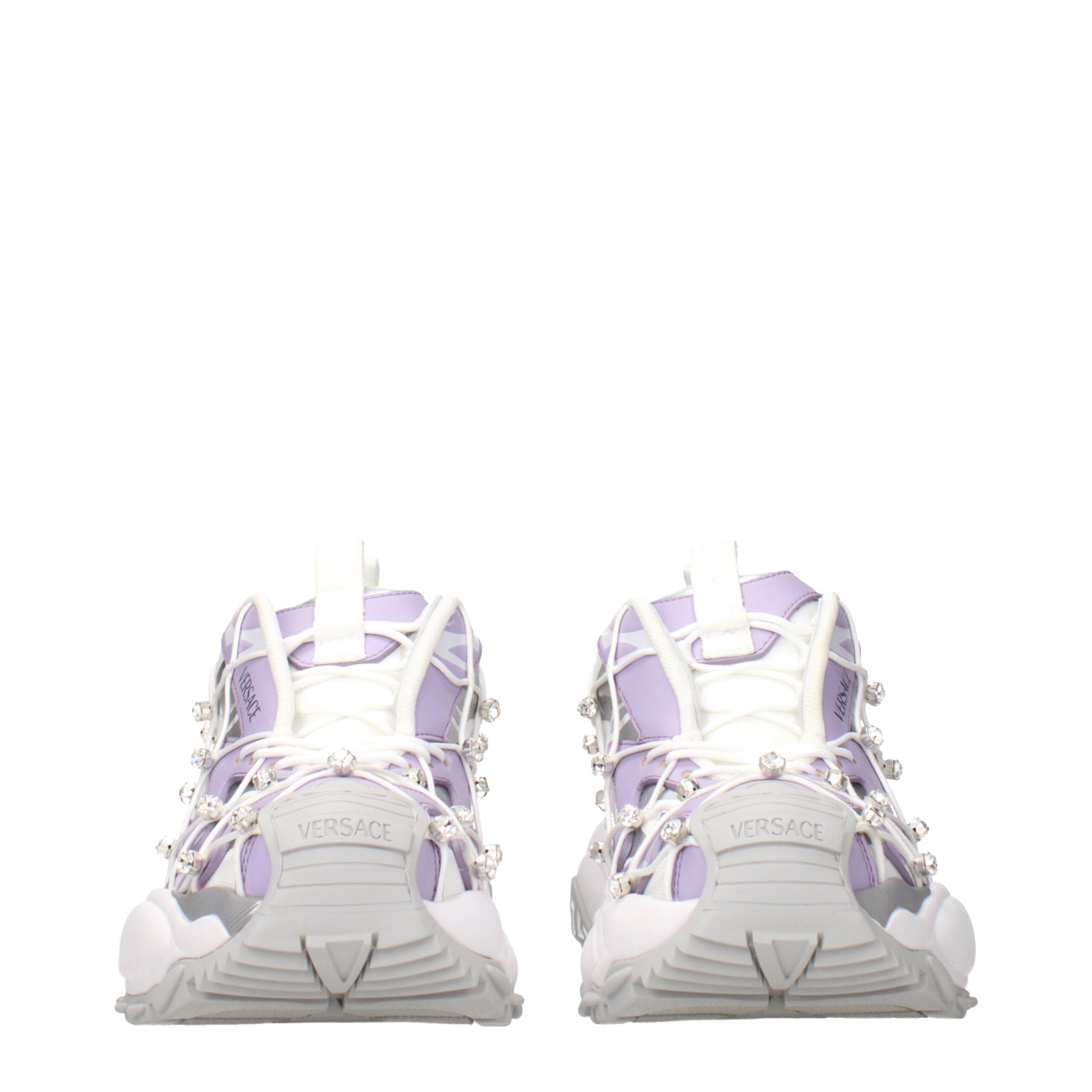 Versace White Fabric Chunky Sneakers