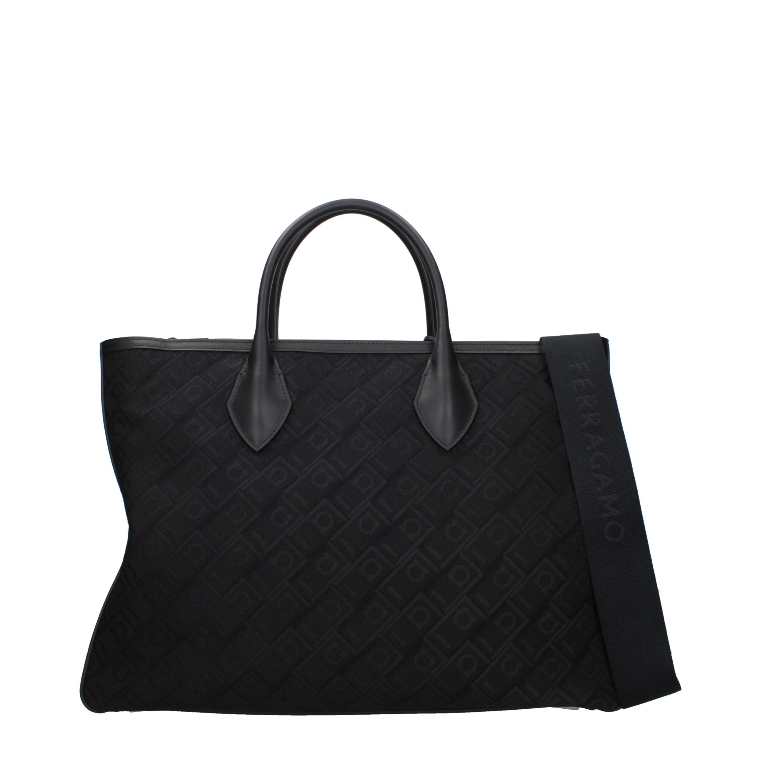 Salvatore Ferragamo Zwarte Stoffen Handtas