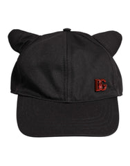 Dolce & Gabbana Zwarte Katoenen Baseballpet met Logopatch en 6 Panelen